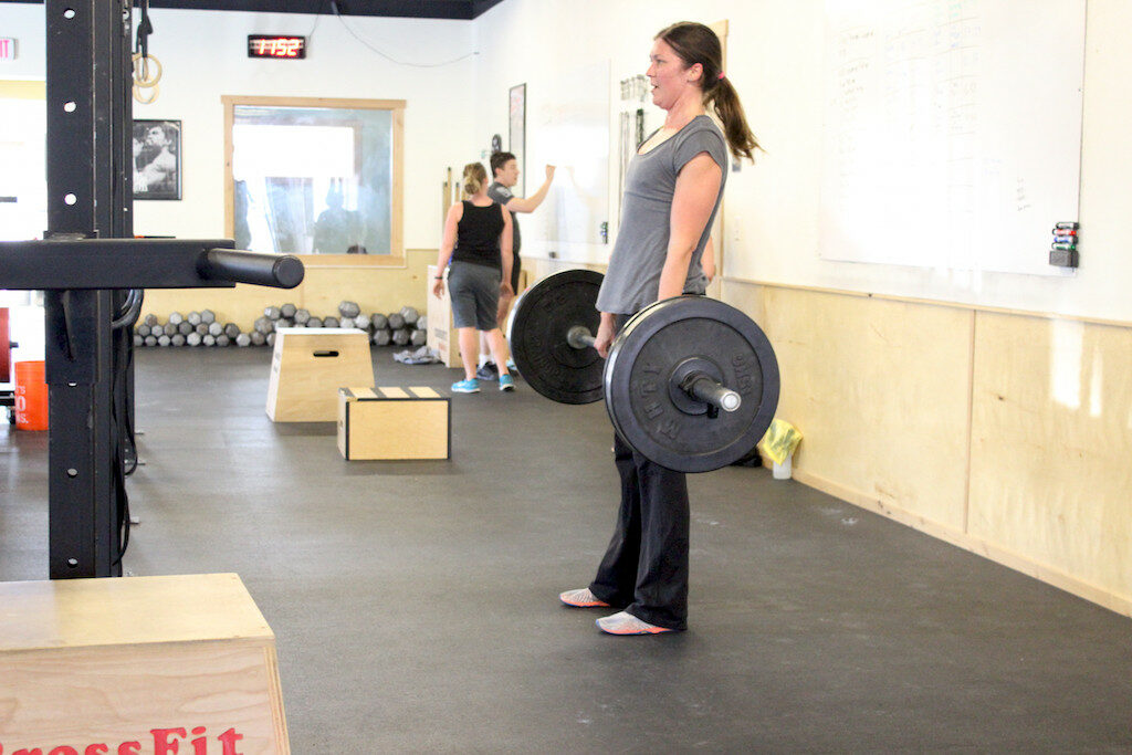Steph deadlifting during the 1200 hr class.