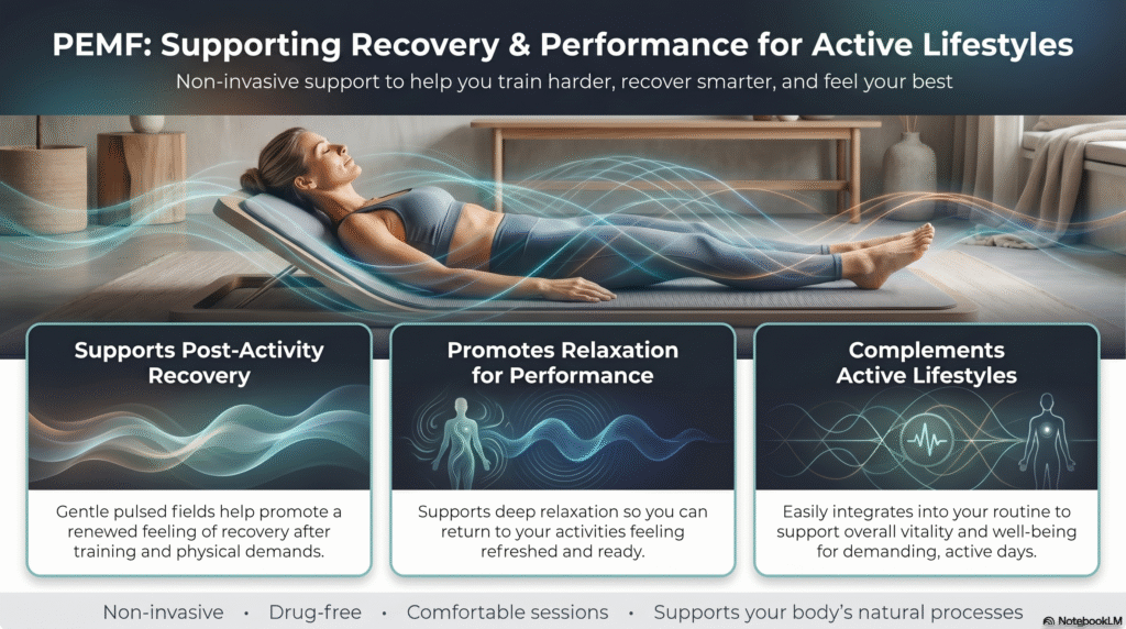 Woman reclining on PEMF mat receiving treatment